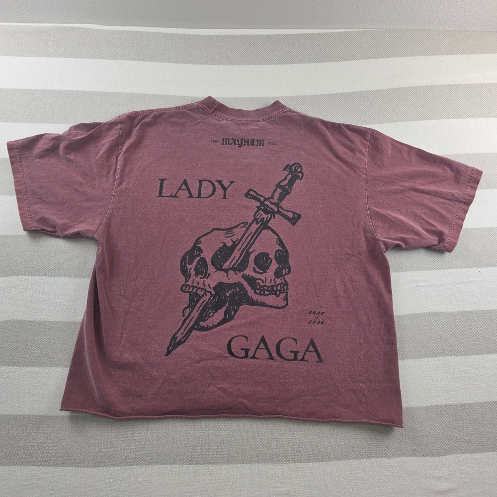 Lady Gaga T-Shirt Unisex XL Burgundy Excellent Mayhem Ball Tour Graphic Tee